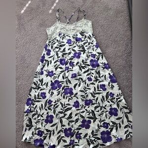 Amoureuse Purple, Black & Cream Long Night Gown Lace & Adjustable Straps
Size M